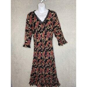 NWT Maxi Dress Black Floral Beaded Y2k Witchy Fairy Whimsigoth Romantic XL Lined